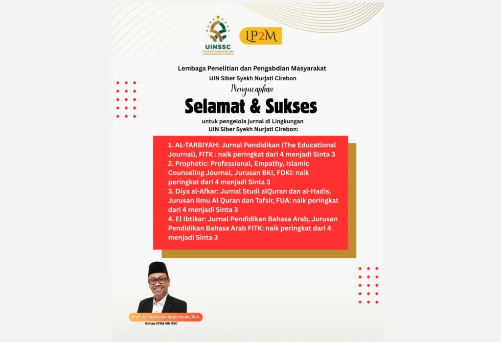 LP2M UIN SSC Ucapkan Selamat atas Peningkatan Akreditasi Empat Jurnal ke SINTA 3