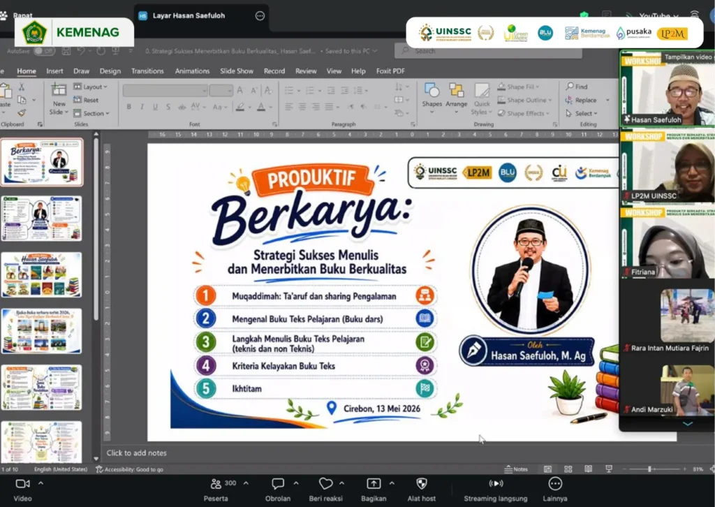 Workshop Produktif Berkarya: Strategi Sukses Menulis dan Menerbitkan Buku Berkualitas Digelar LP2M UIN Siber Syekh Nurjati Cirebon